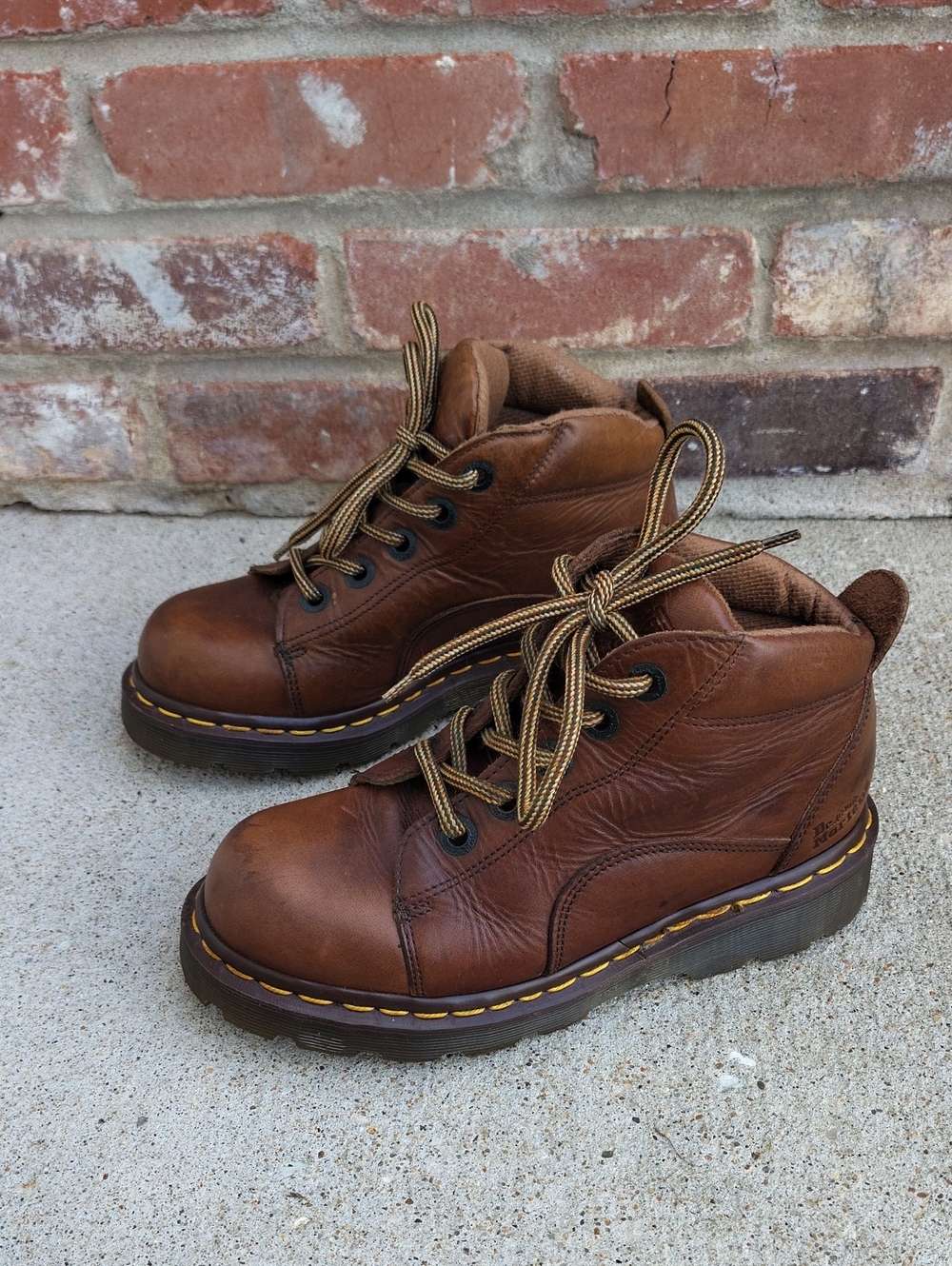 Vintage Dr Martens Chunky Sole Brown Leather Ankle Boots Size 3UK 90s Germany